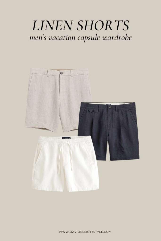 Linen Shorts for European Men's Vacation Capsule Wardrobe