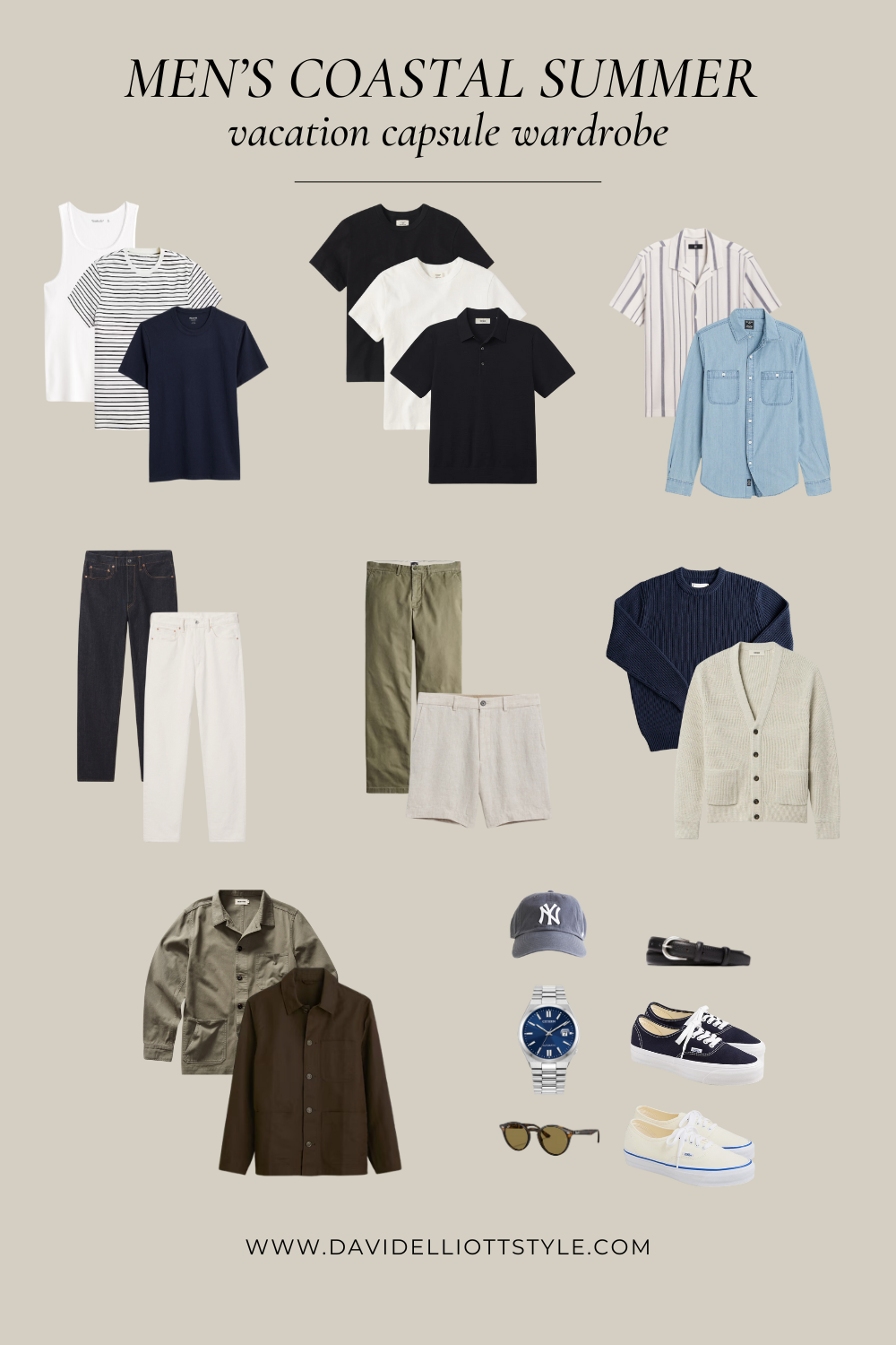 Men's Coastal Summer Vacation Capsule Wardrobe